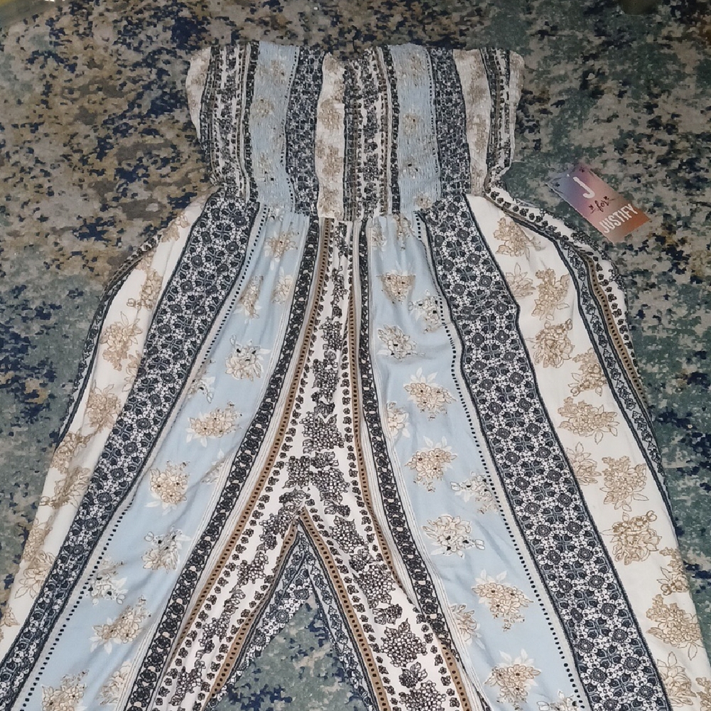 Justify Blue and Black Boho Jumpsuit